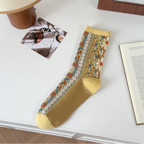 Funkyrel Limited Socks Boho Tapestry Embroidery Crew Socks - Multiple Colors 68200414 Boho Tapestry Embroidery Crew Socks - Multiple Colors