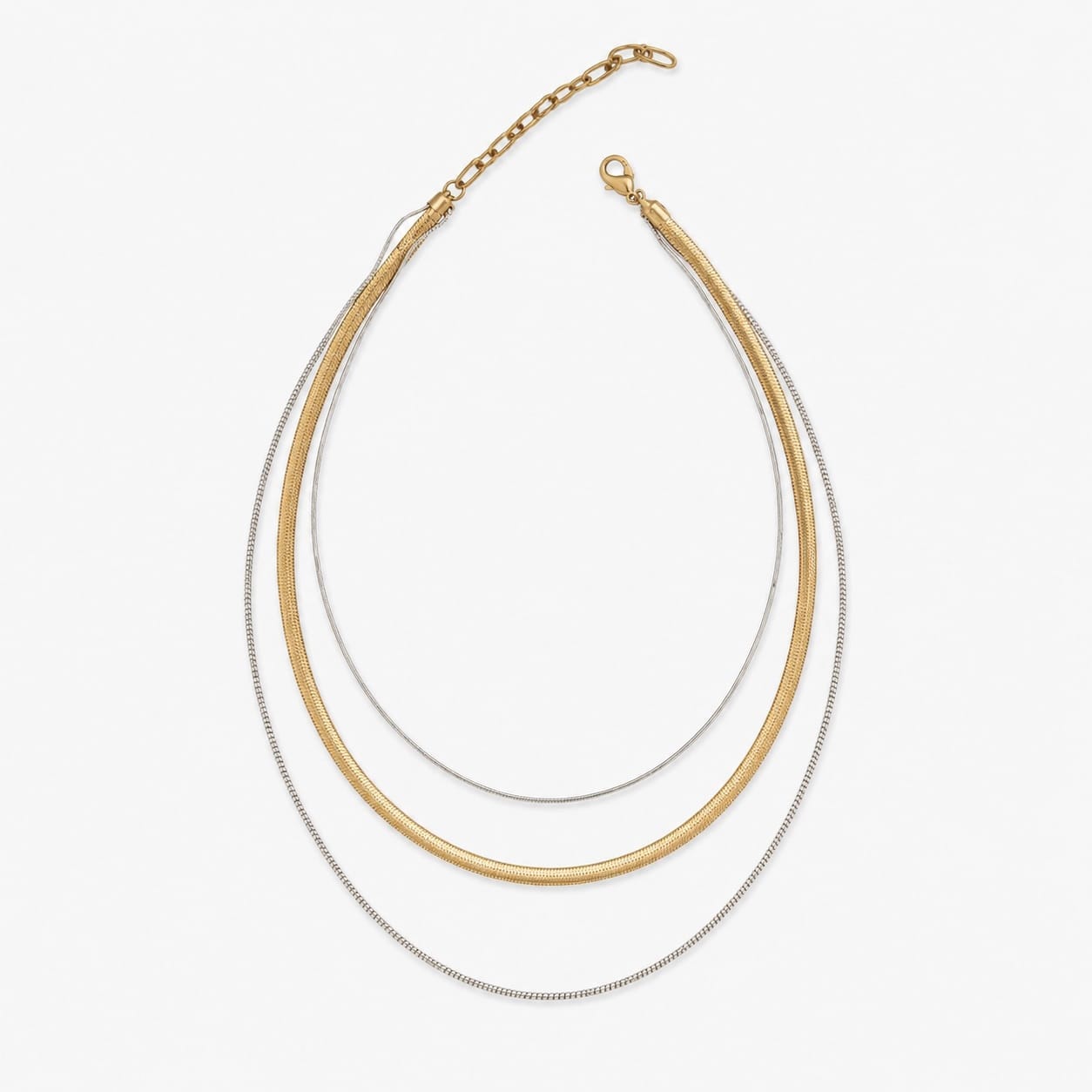 Joy Susan Necklaces Mixed Metal 3 Row Chain Necklace Mixed Metal 3 Row Chain Necklace