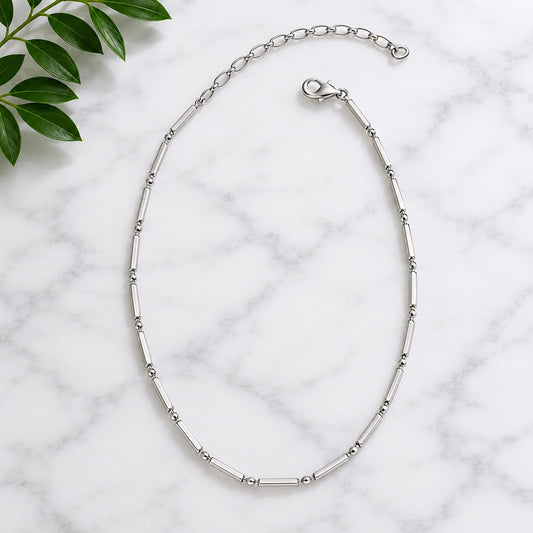 Joy Susan Necklaces Matte Metal Bar Link Chain Necklace - Multiple Metals Matte Metal Bar Link Chain Necklace - Multiple Metals