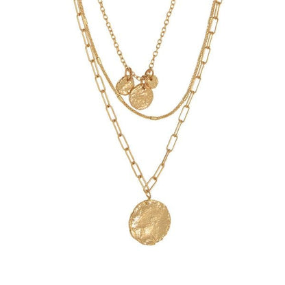 Joy Susan Necklaces 3-Row Multi Chain Necklace w/ Pendants - Multiple Metals 63232478 3-Row Multi Chain Necklace w/ Pendants - Multiple Metals