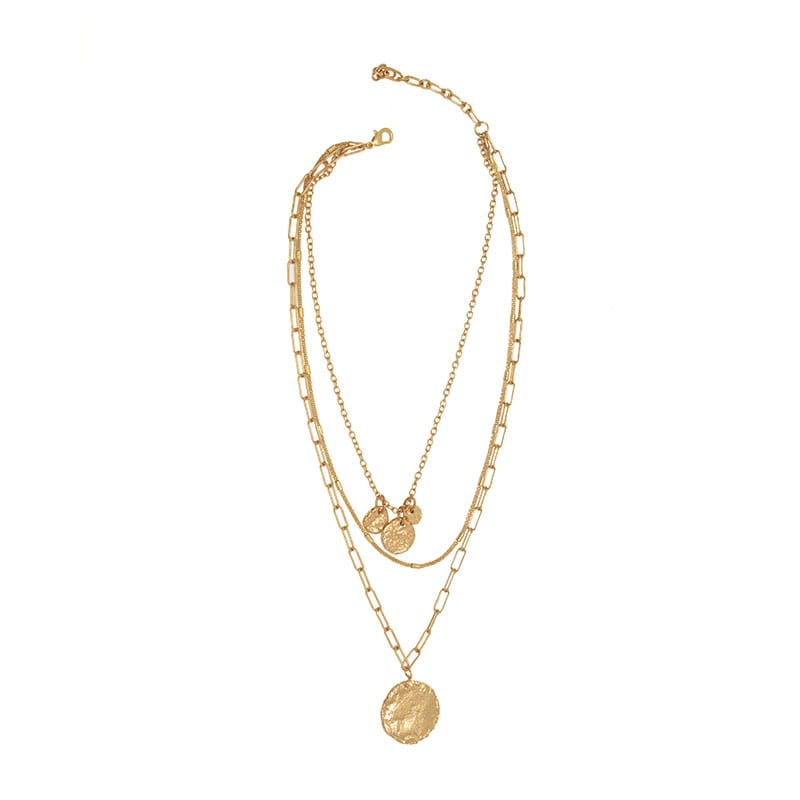 Joy Susan Necklaces 3-Row Multi Chain Necklace w/ Pendants - Multiple Metals 3-Row Multi Chain Necklace w/ Pendants - Multiple Metals