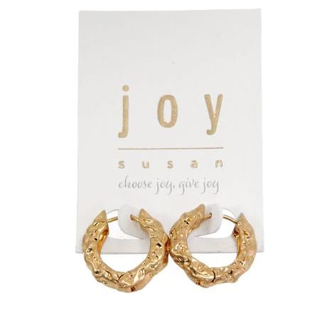 Joy Susan Earrings Hammerted Hinge Hoop Earrings - Multiple Metals Hammerted Hinge Hoop Earrings - Multiple Metals