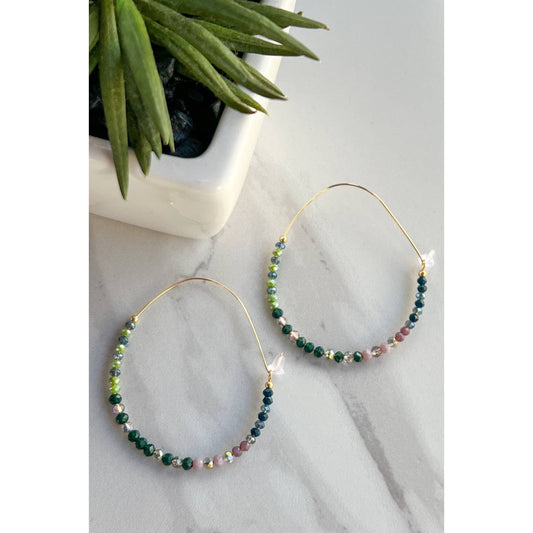 Luisa Oak Tree Green Hoop Earring