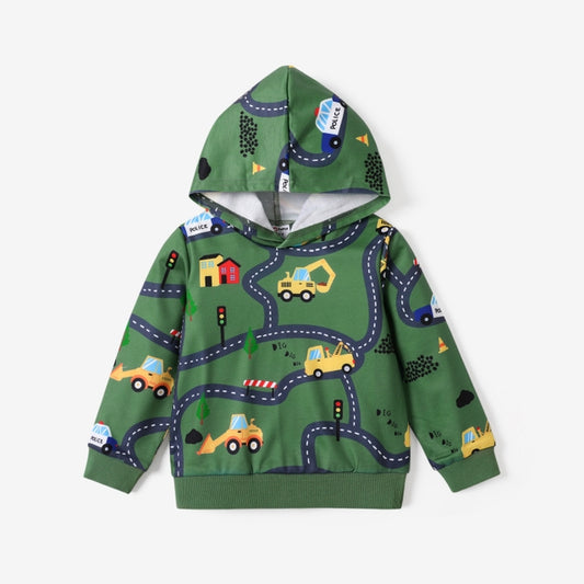 PatPat Road Vehicle Hoodie Sweatshirt - Multiple Colors