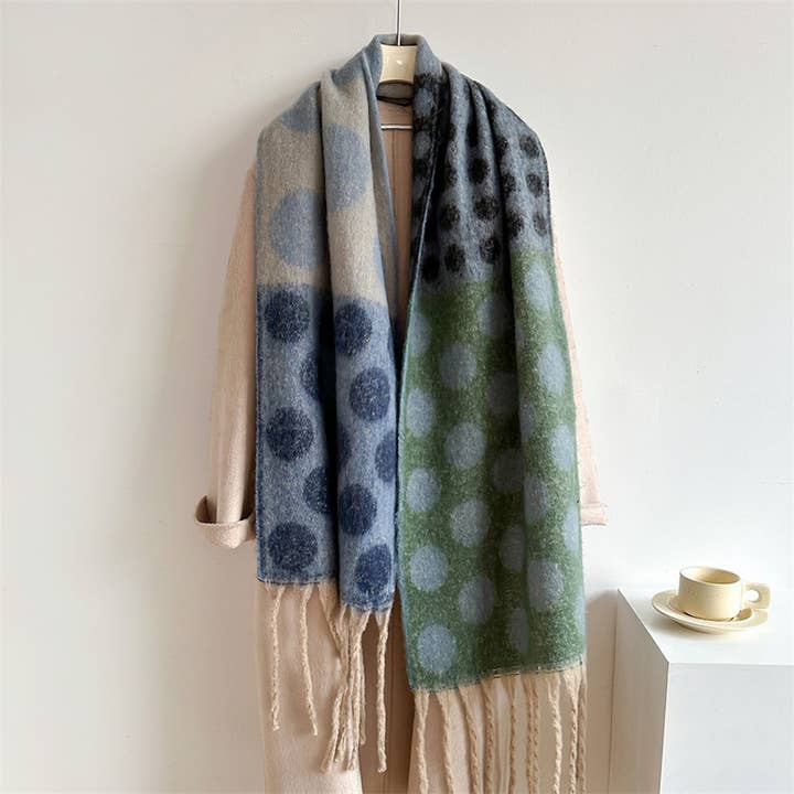 Oversized Retro Polka Dot Shawl Scarf - Multiple Colors