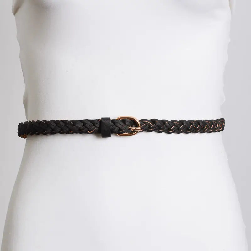 Vegan Leather Skinny Braided Belt - Multiple Colors