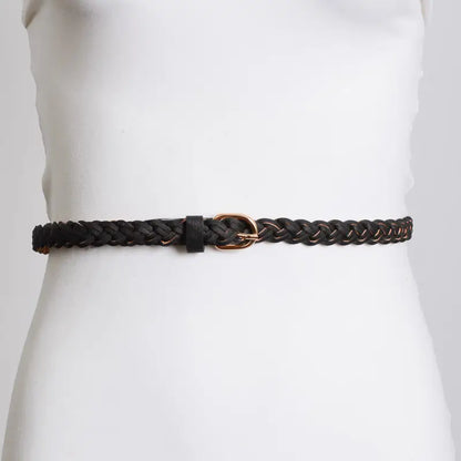 Vegan Leather Skinny Braided Belt - Multiple Colors