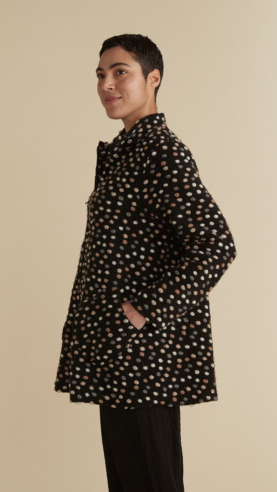 Cut Loose Boiled Wool Zip Swing Jacket