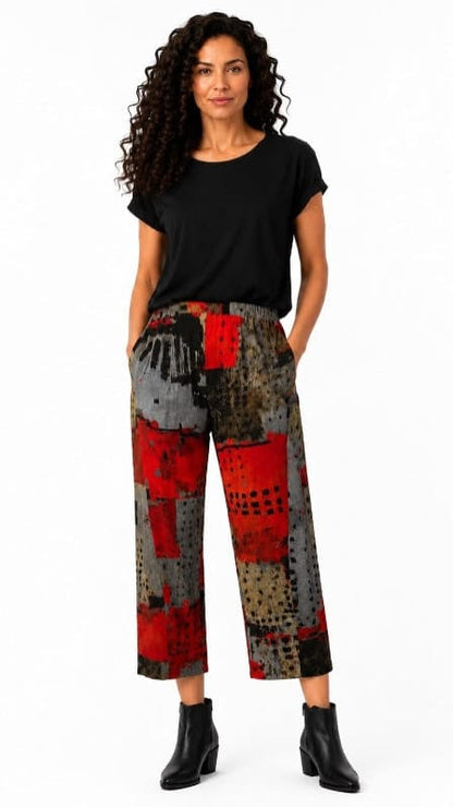 3 Potato Geo Print Barrel Leg Pant