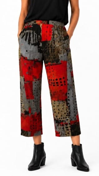 3 Potato Geo Print Barrel Leg Pant