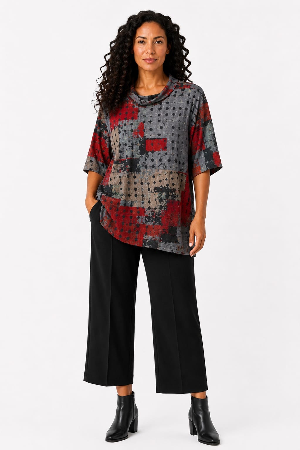 3 Potato Mockneck Tunic - Multiple Prints