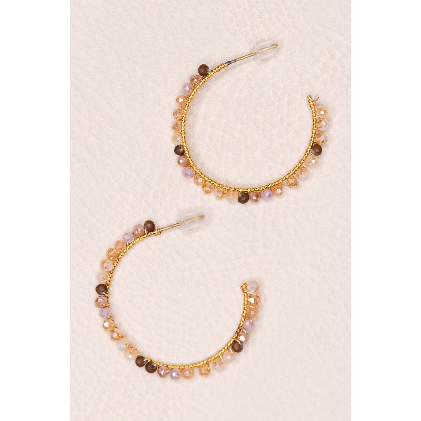 Beige Paisley Hoop Earring