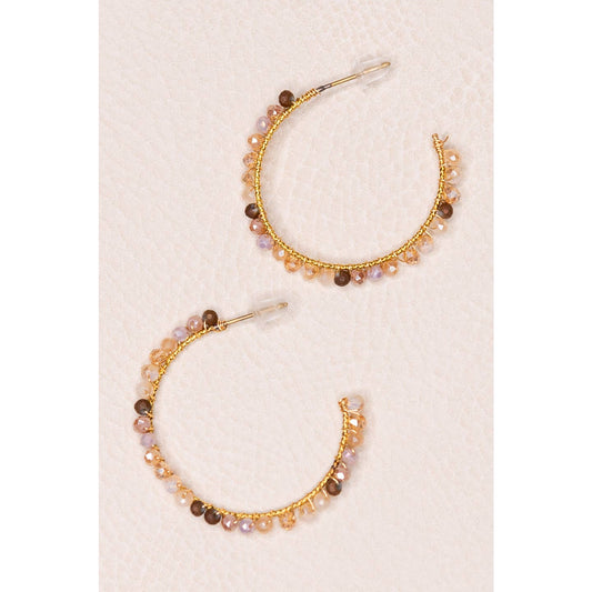 Beige Paisley Hoop Earring