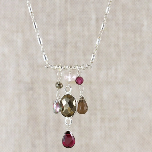 Alicia Van Fleteren Pyrite, Garnet, Quartz & Mystic Topaz Necklace