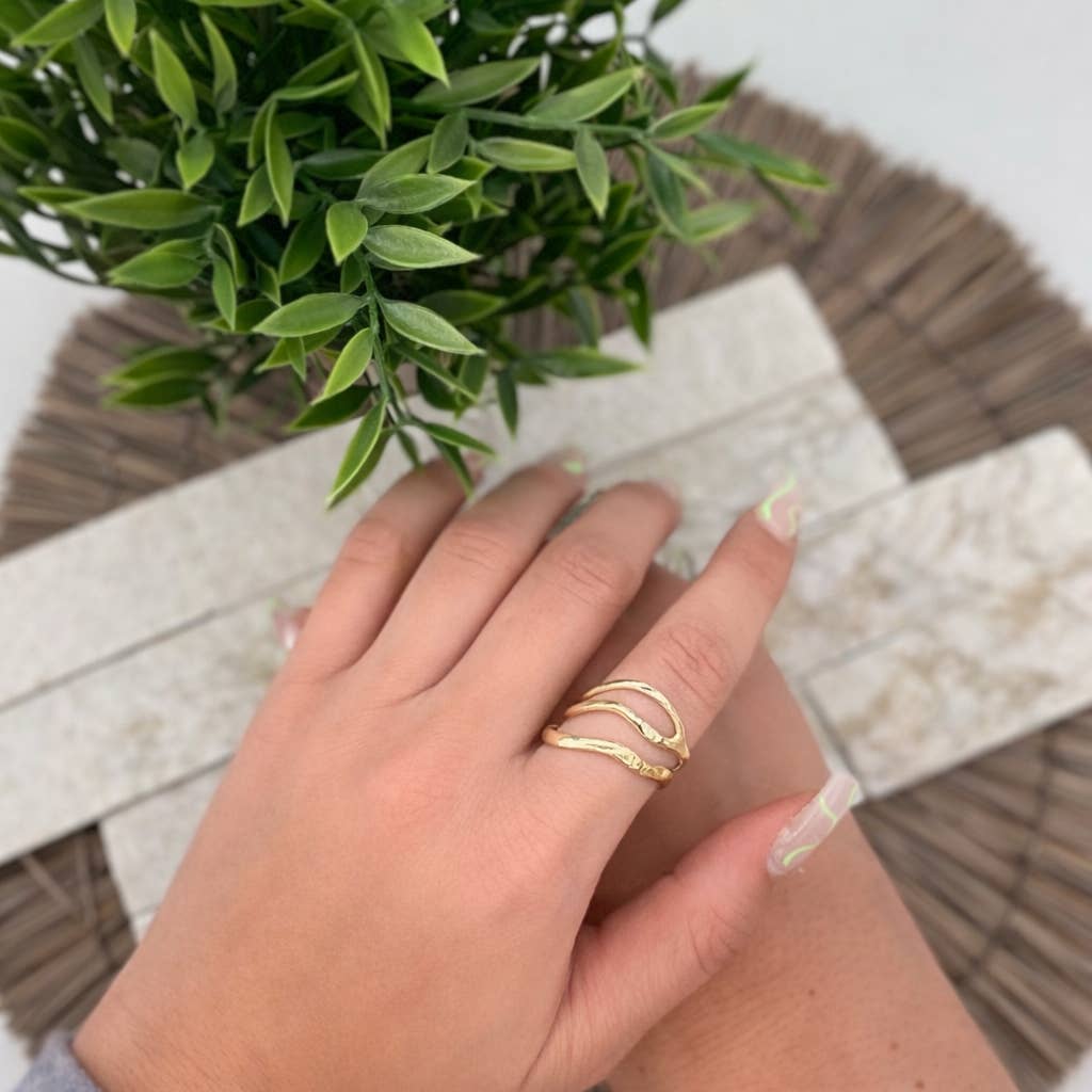 Anju Jewelry Rings Anju Jewelry Silver Tapered Curved Lines Ring - Multiple Metals Anju Jewelry Silver Tapered Curved Lines Ring - Multiple Metals