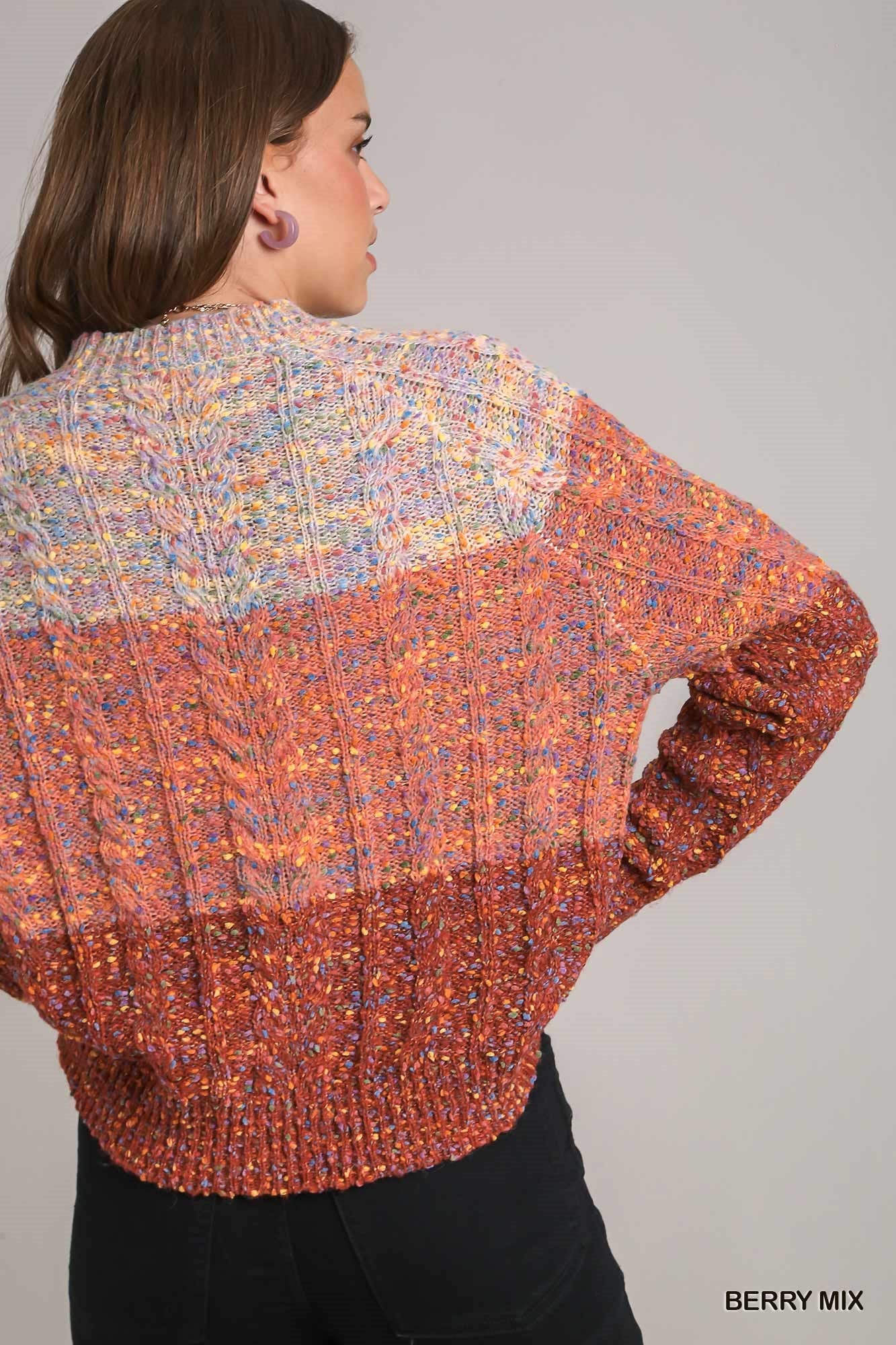 Umgee Colorblock Crew Neck Sweater