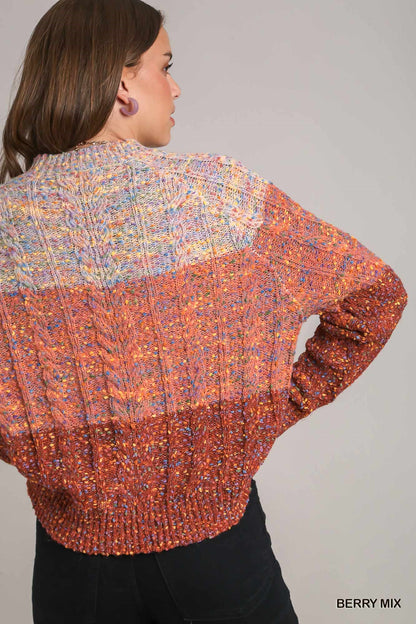 Umgee Colorblock Crew Neck Sweater