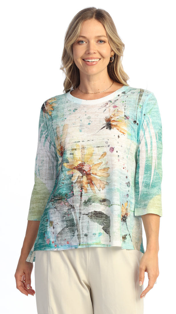 Jess & Jane Burnout Hi-Low Tunic Top - Multiple Prints