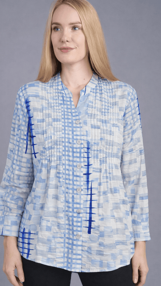 Shana Apparel Blouses Shana Apparel Pintuck Blouse - Multiple Prints 32963294 Shana Apparel Pintuck Blouse - Multiple Prints