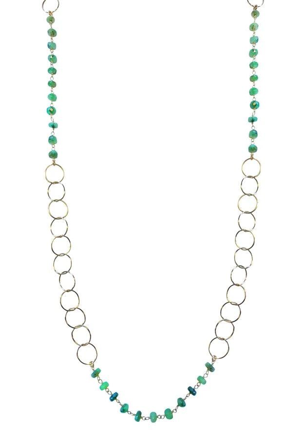 Treisi Jewelry 14k Gold Hoop Necklace - Multiple Stones