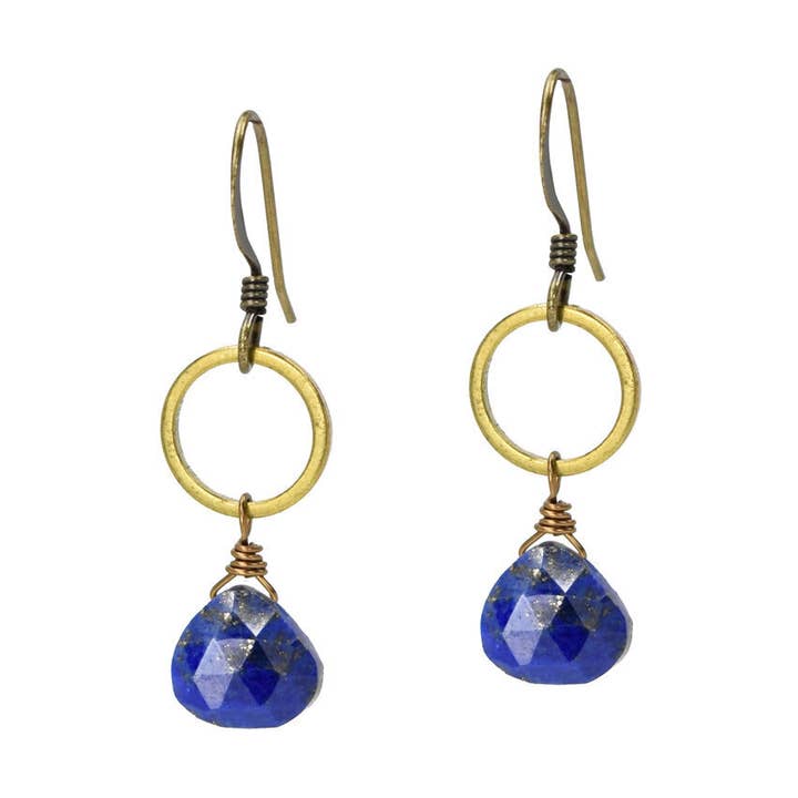 Edgy Petal Delicate Lapis Circle Earring