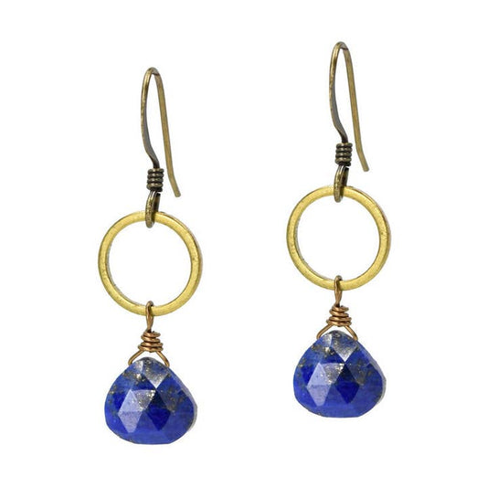 Edgy Petal Delicate Lapis Circle Earring