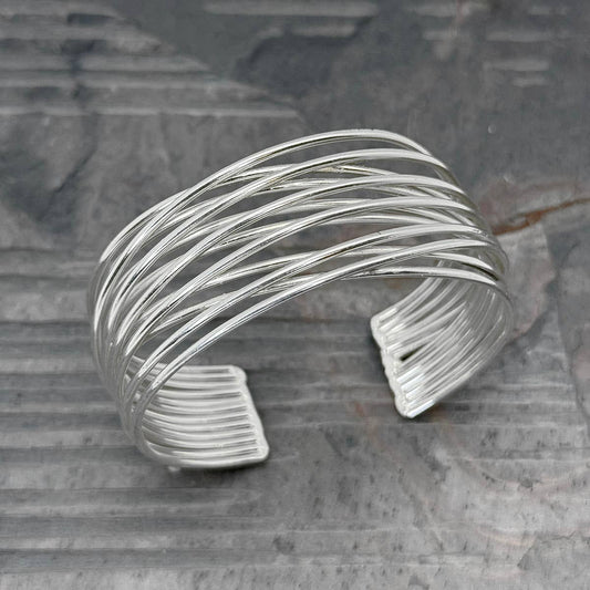 Anju Jewelry Silver Ripple Flow Cuff Bracelet