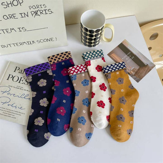 Vibrant Colorful Floral Mid-Calf Socks - Multiple Colors