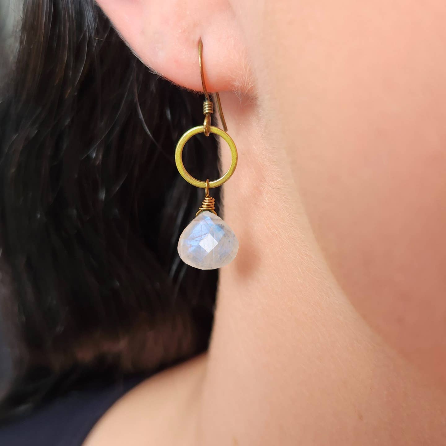 Edgy Petal Earrings Edgy Petal Delicate Rainbow Moonstone Circle Earring Edgy Petal Delicate Rainbow Moonstone Circle Earring