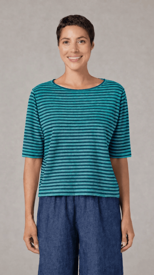 Cut Loose Tees Cut Loose Cotton/Linen Navy Stripe Elbow Top - Multiple Colors 27588830 Cut Loose Cotton/Linen Navy Stripe Elbow Top - Multiple Colors