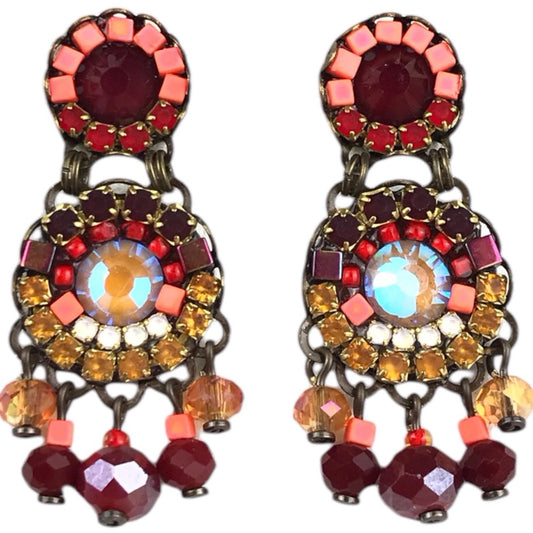 Melizi Jewelry Burgundy Crystal Earrings