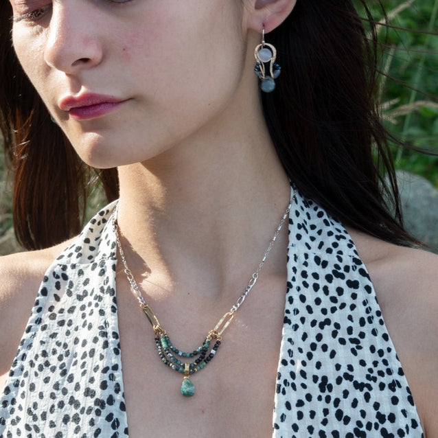 Art By Any Means Saltwater Blue Tourmaline Pendant Necklace
