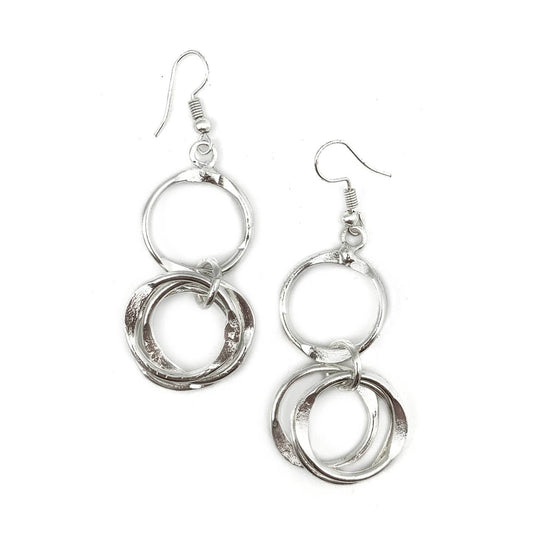 Anju Jewelry Earrings Anju Jewelry Silver Plated Dangling Hammered Rings Earrings 83880670 Anju Jewelry Silver Plated Dangling Hammered Rings Earrings