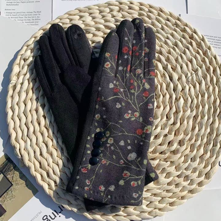 Winter Floral Touchscreen Glove - Multiple Colors