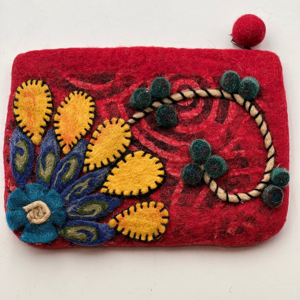 Flower Felted Coin Purse - Multiple Colors