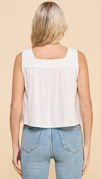 Allie Rose Cotton Linen Blend Tank - Multiple Colors