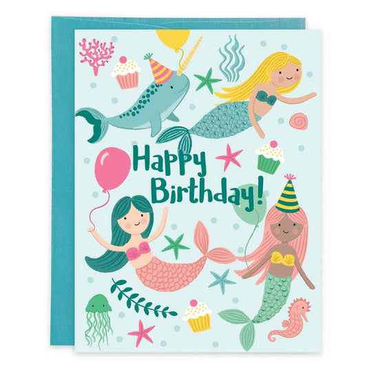 Gina B Designs Mermaids & Balloons Kids Birthday Card