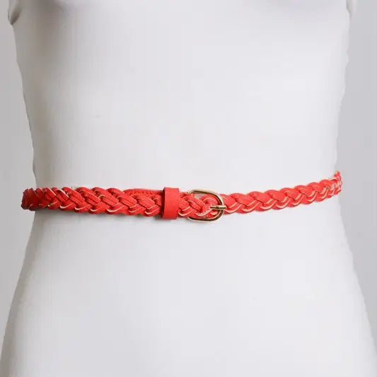 Vegan Leather Skinny Braided Belt - Multiple Colors