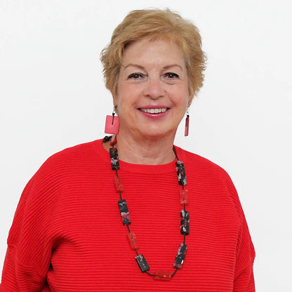 Sylca Red Vega Rectangular Necklace