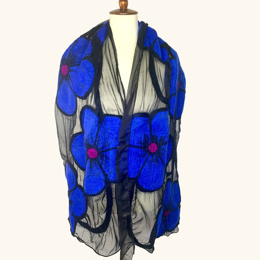 Pomegranate Moon Midnight Flower Scarf