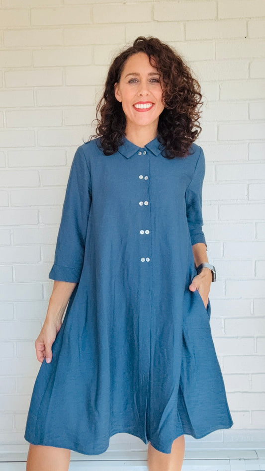 Niche Rayon Twinbutton Dress - Multiple Colors