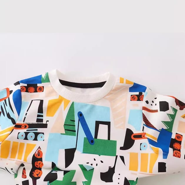 The Find Peaks Children's Clothing The Find Peaks Cartoon Construction Sweatshirt The Find Peaks Cartoon Construction Sweatshirt