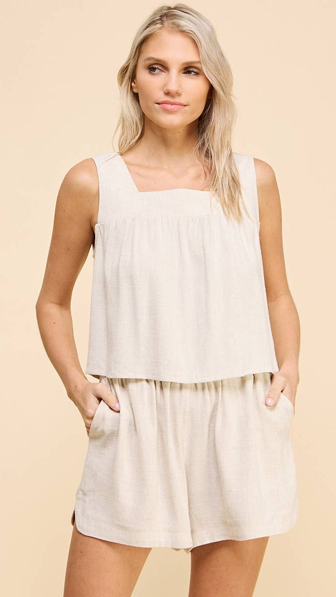 Allie Rose Cotton Linen Blend Tank - Multiple Colors