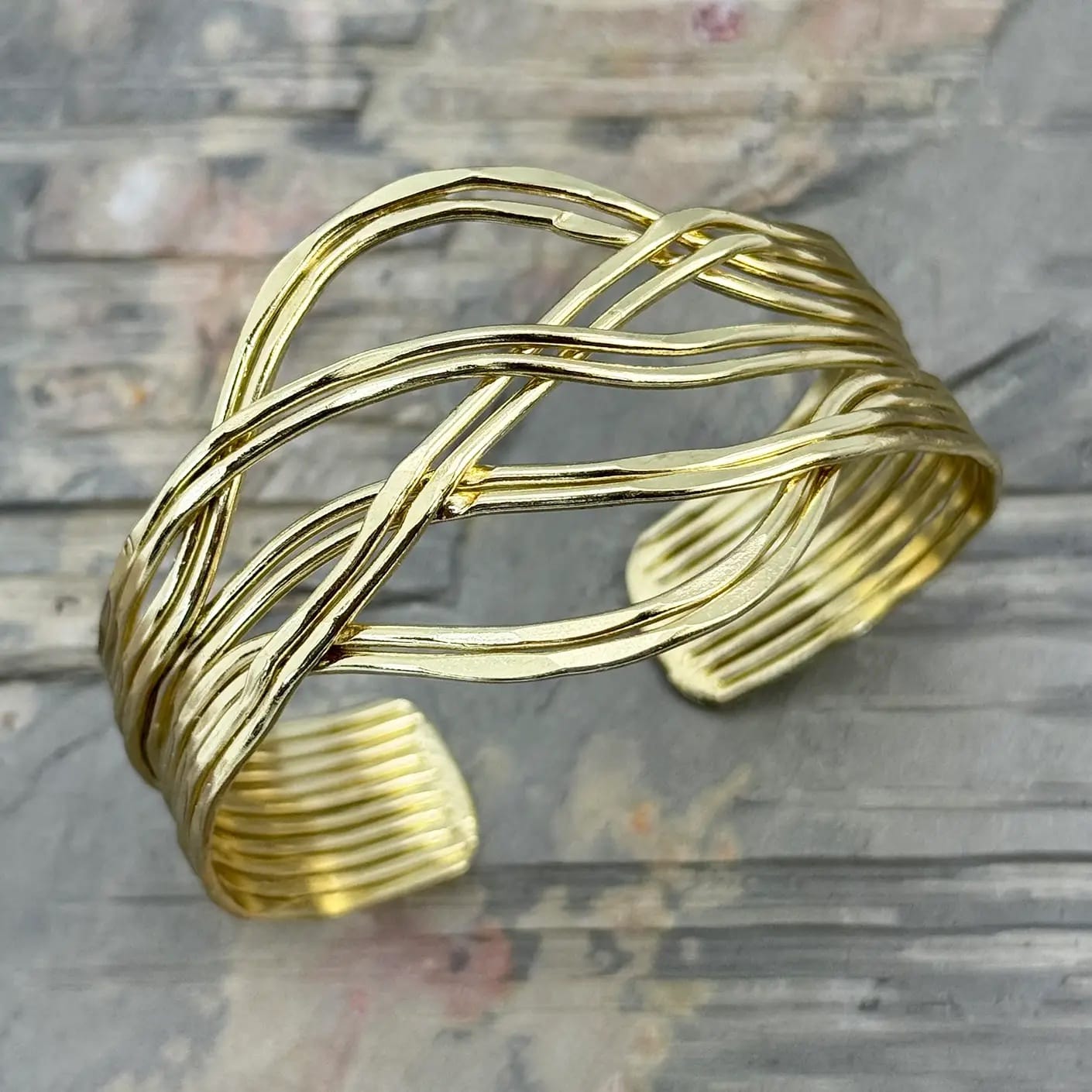 Anju Jewelry Bracelets Anju Jewelry Woven Stream Cuff Bracelet - Multiple Metals Anju Jewelry Woven Stream Cuff Bracelet - Multiple Metals