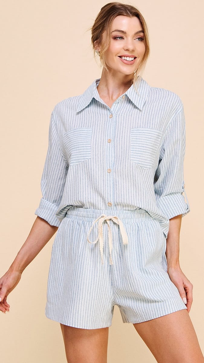 Allie Rose Tops Allie Rose Pinstripe Long Sleeve Shirt 22670814 Allie Rose Pinstripe Long Sleeve Shirt