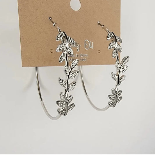 Betty Oh Jewelry Earrings Betty Oh Leaf Hoop Earrings 09857502 Betty Oh Leaf Hoop Earrings