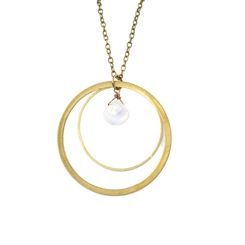 Edgy Petal Necklaces Edgy Petal Rainbow Moonstone Double Circle Necklace 79025886 Edgy Petal Rainbow Moonstone Double Circle Necklace