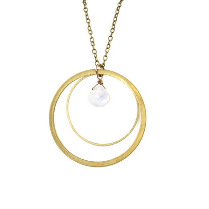 Edgy Petal Necklaces Edgy Petal Rainbow Moonstone Double Circle Necklace 79025886 Edgy Petal Rainbow Moonstone Double Circle Necklace