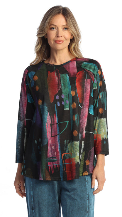 Jess & Jane A-Line Raglan Drape Top - Multiple Prints