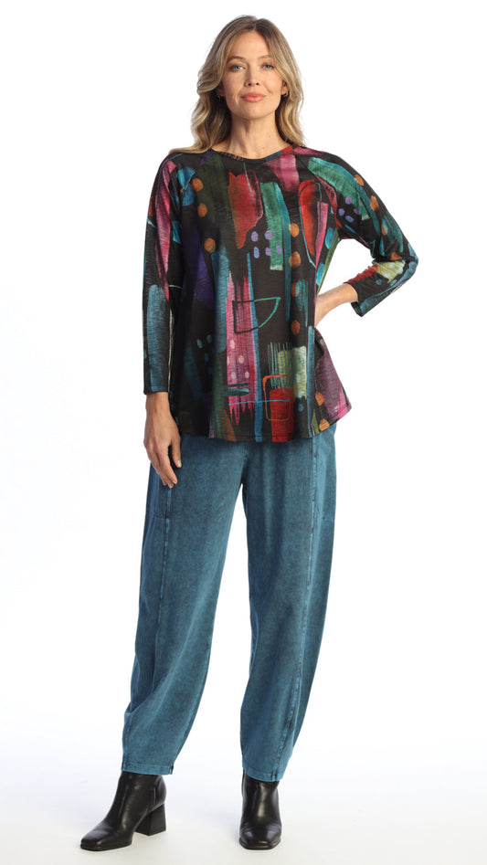 Jess & Jane A-Line Raglan Drape Top - Multiple Prints